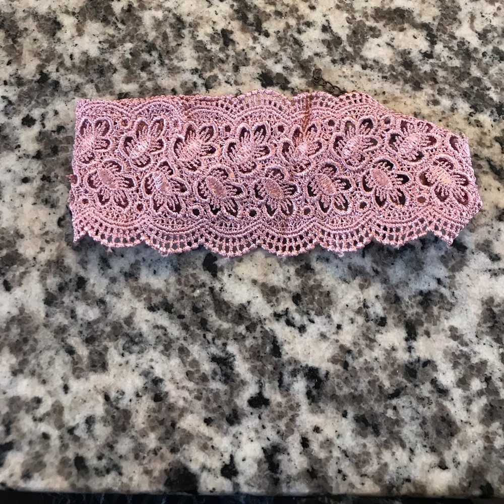 Pink lace choker